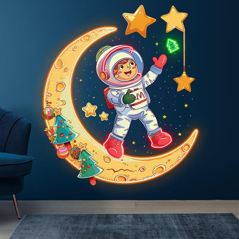 Astronauts on a Golden LED neon sign product image
