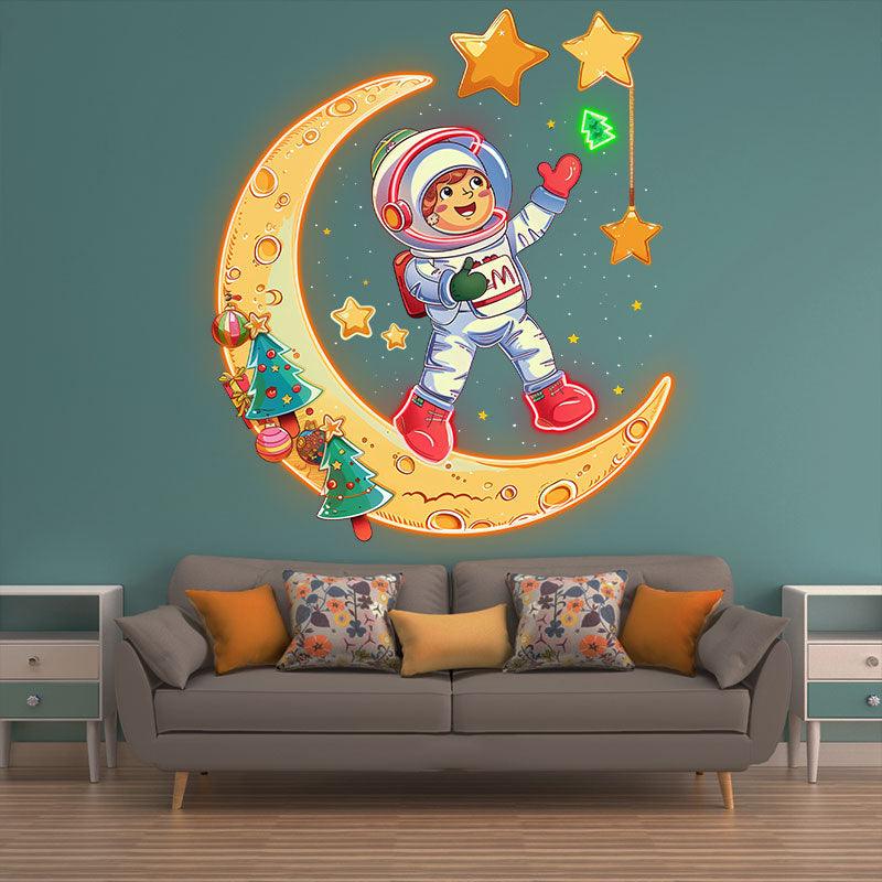 Astronauts on a Golden LED neon sign product image