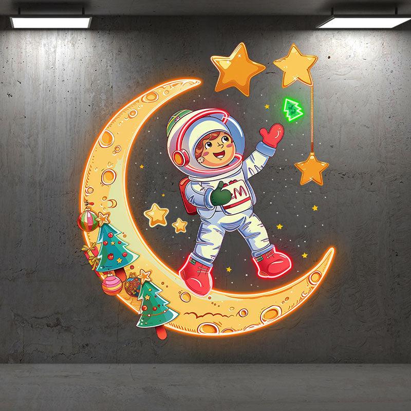 Astronauts on a Golden LED neon sign product image