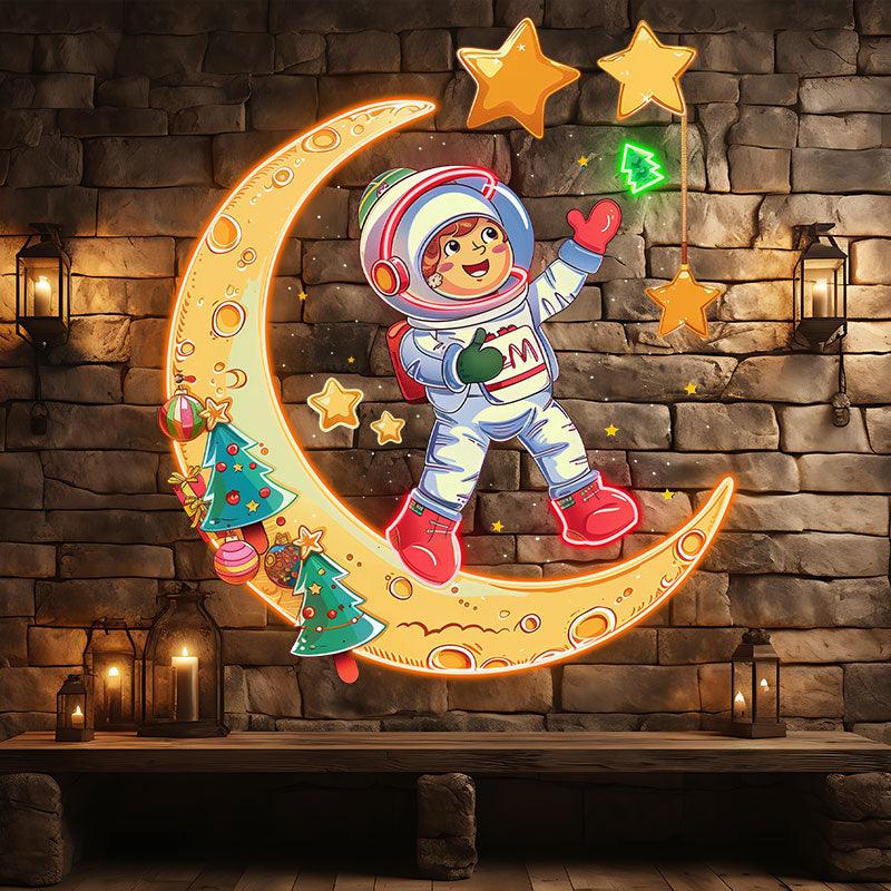 Astronauts on a Golden LED neon sign product image