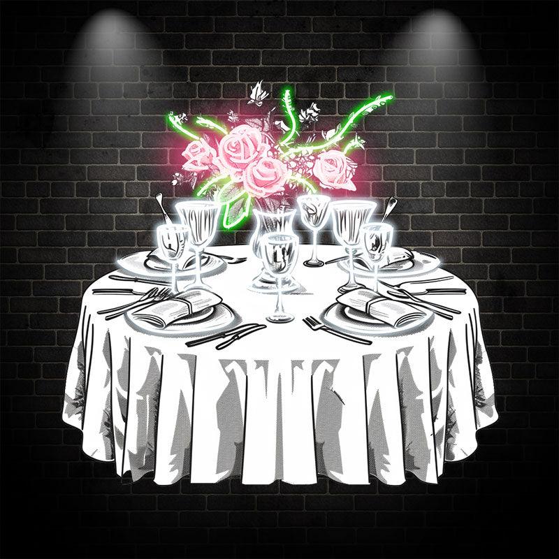 Wedding Delight: Pink Flowers on White LED neon sign by NeonCS