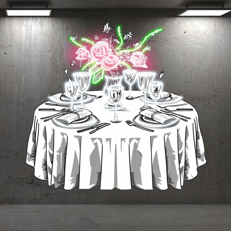 Wedding Delight: Pink Flowers on White LED neon sign product image
