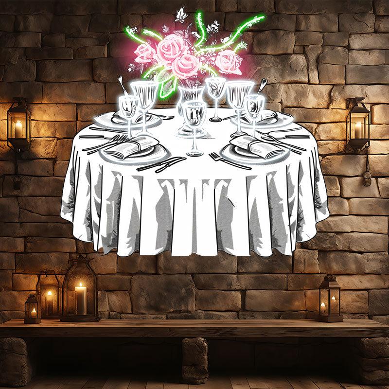 Wedding Delight: Pink Flowers on White LED neon sign product image