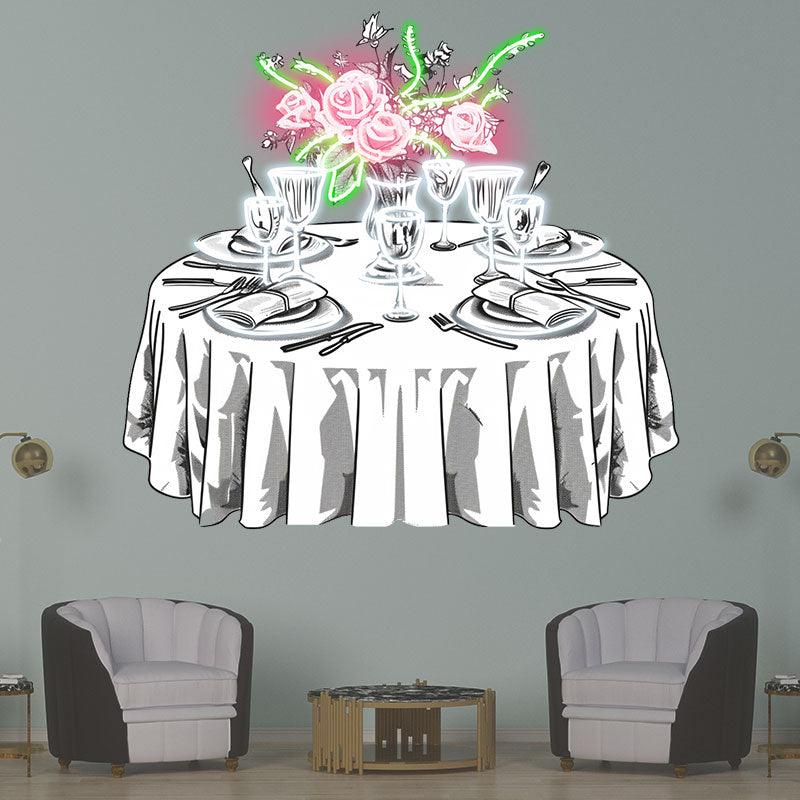 Wedding Delight: Pink Flowers on White LED neon sign product image