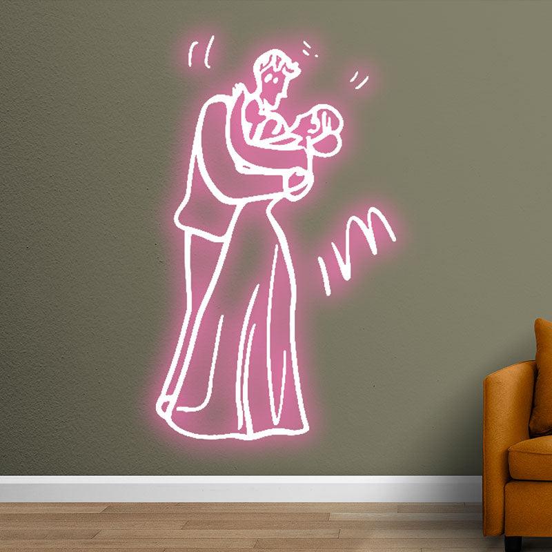 Romantic Pink Wedding Bride and Groom LED neon sign product image