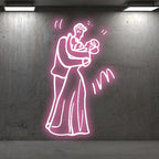 Romantic Pink Wedding Bride and Groom LED neon sign product image