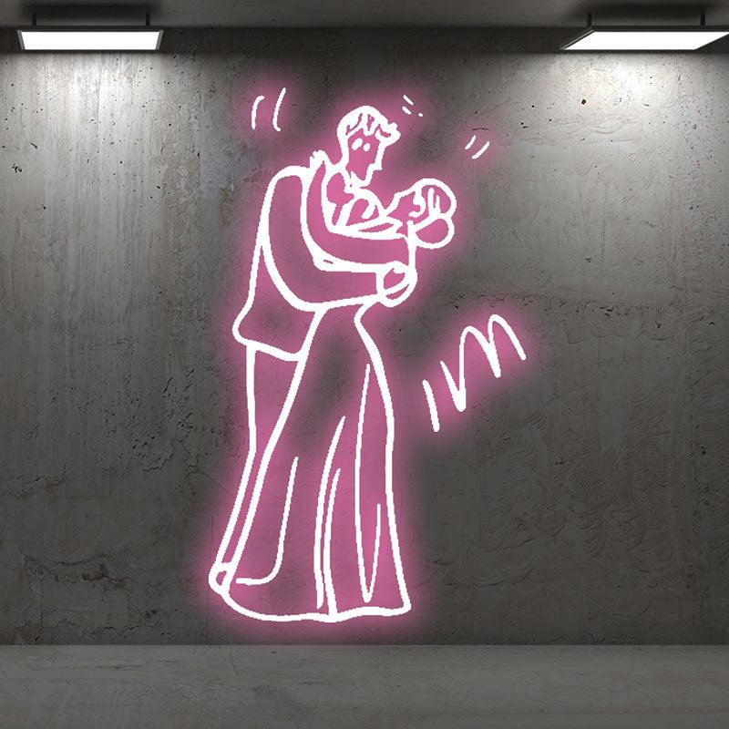Romantic Pink Wedding Bride and Groom LED neon sign product image