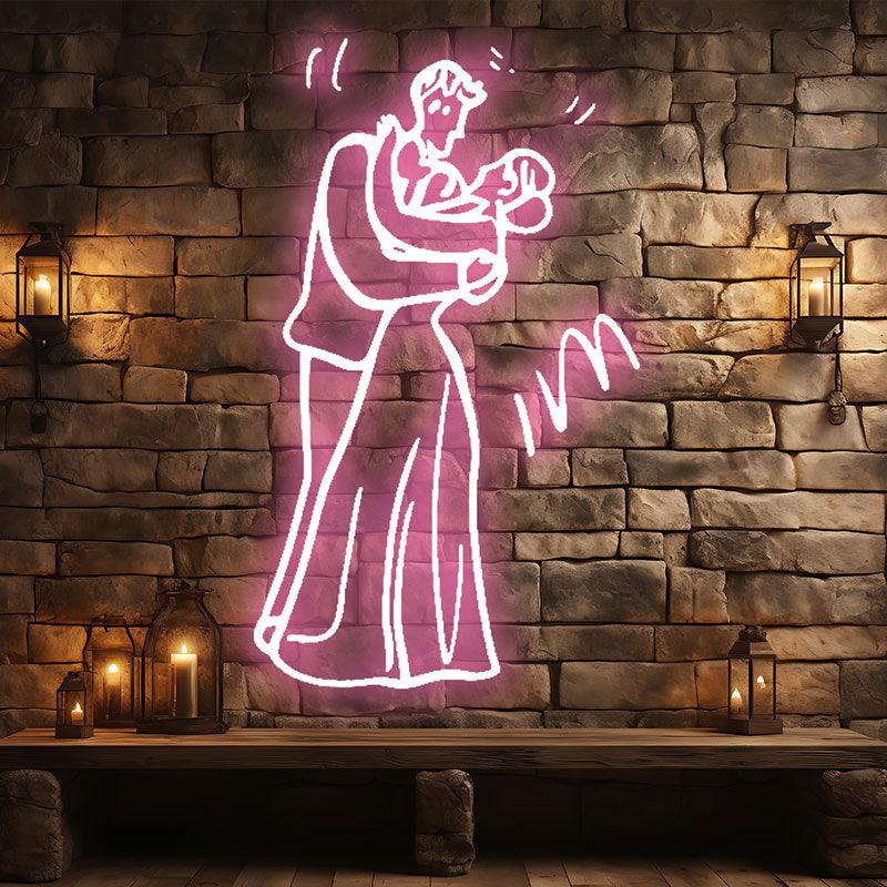 Romantic Pink Wedding Bride and Groom LED neon sign product image