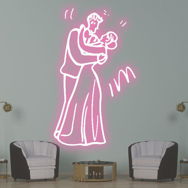 Romantic Pink Wedding Bride and Groom LED neon sign product image