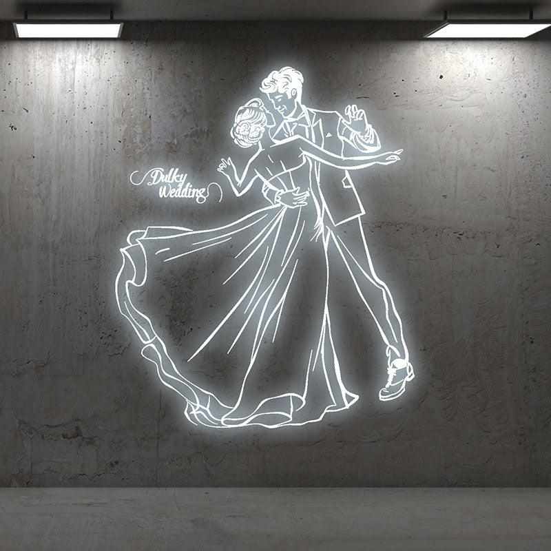Pure White Wedding Bride and Groom LED neon sign product image