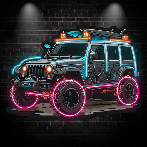 Blue Jeep Lights Creative Unique Car LED neon sign by NeonCS