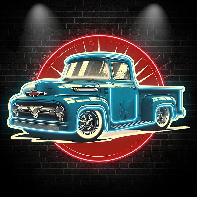 Classic Small Blue Pickup Truck LED neon sign by NeonCS