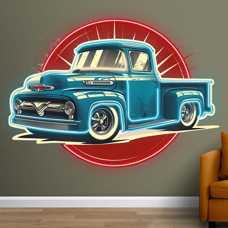 Classic Small Blue Pickup Truck LED neon sign product image