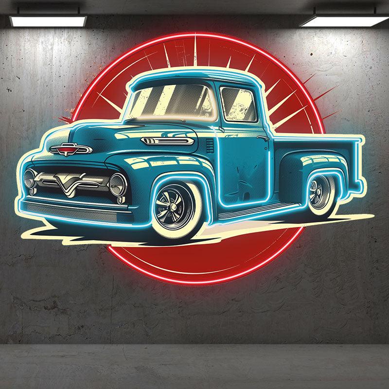 Classic Small Blue Pickup Truck LED neon sign product image