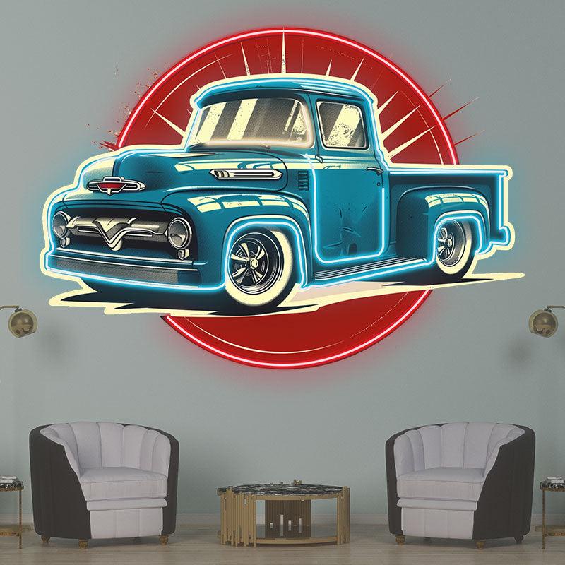 Classic Small Blue Pickup Truck LED neon sign product image