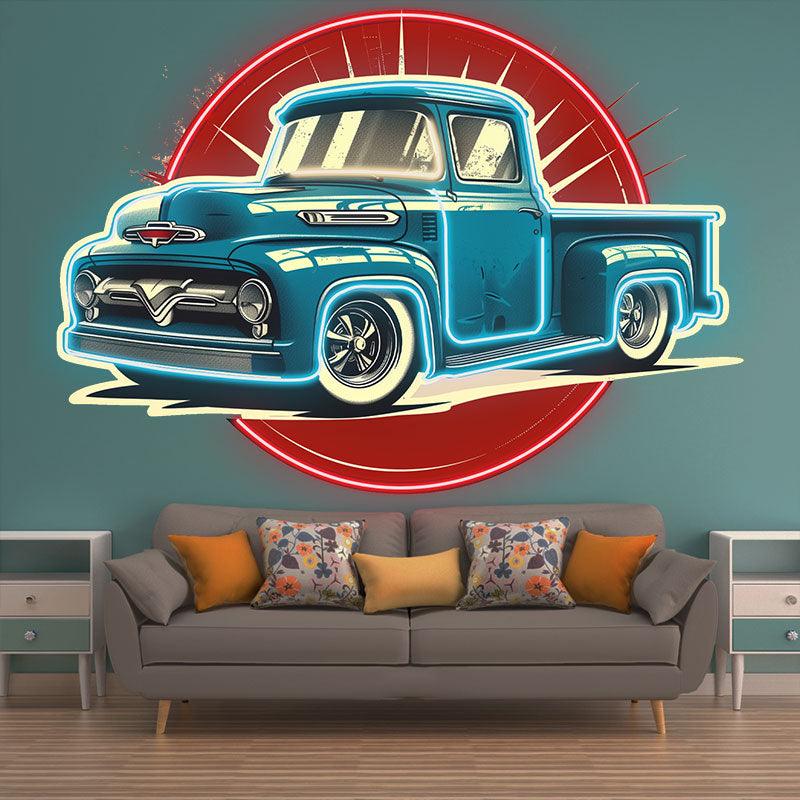 Classic Small Blue Pickup Truck LED neon sign product image