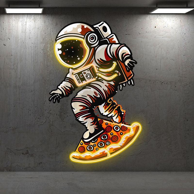 Astronaut Pizza Skateboard Creative LED neon sign product image