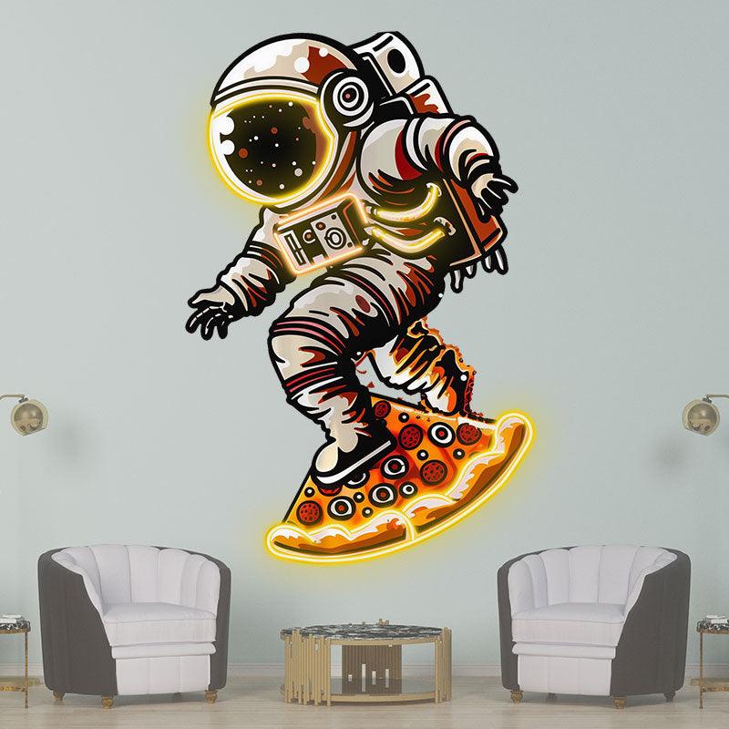 Astronaut Pizza Skateboard Creative LED neon sign product image