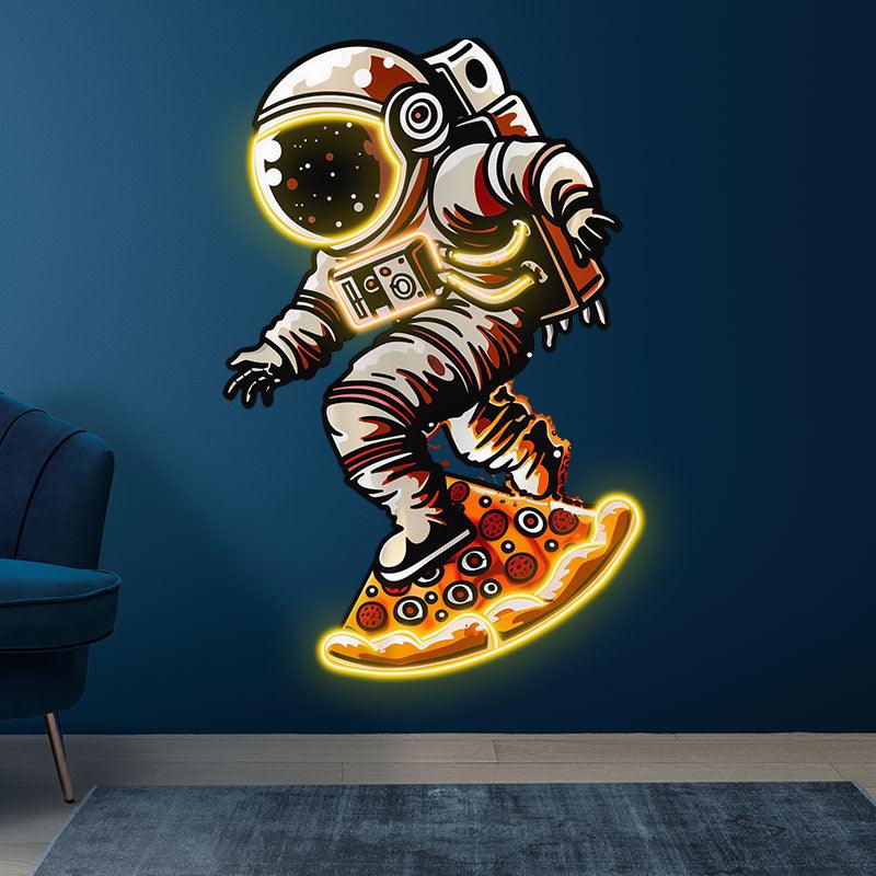 Astronaut Pizza Skateboard Creative LED neon sign product image