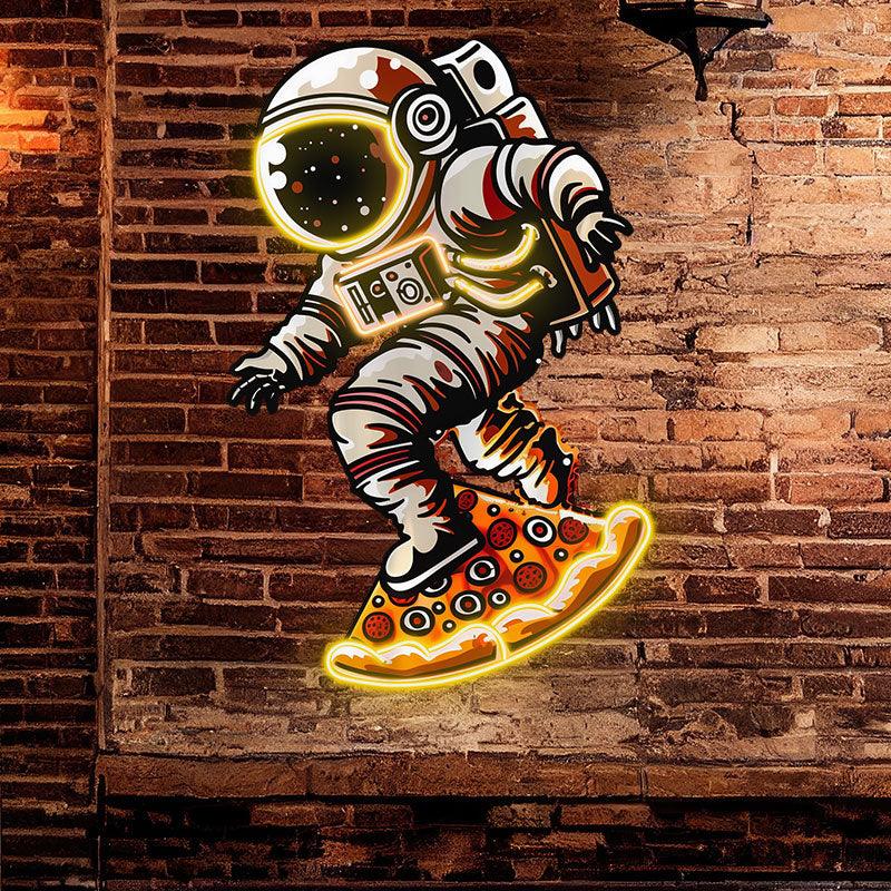 Astronaut Pizza Skateboard Creative LED neon sign product image