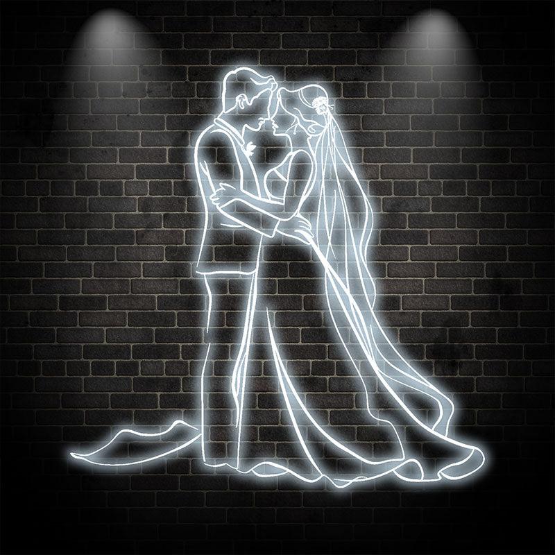 Romantic Blue Bride & Groom Hugging LED neon sign by NeonCS