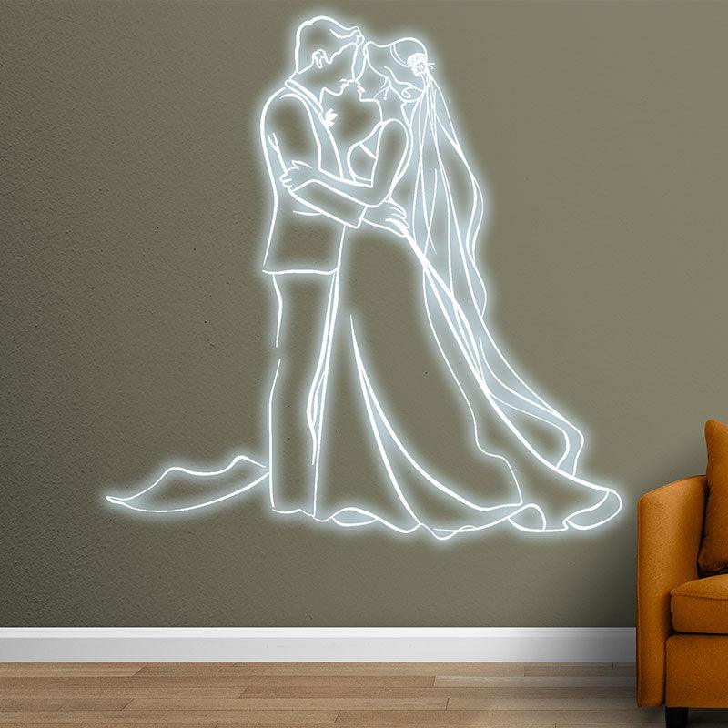 Romantic Blue Bride & Groom Hugging LED neon sign product image