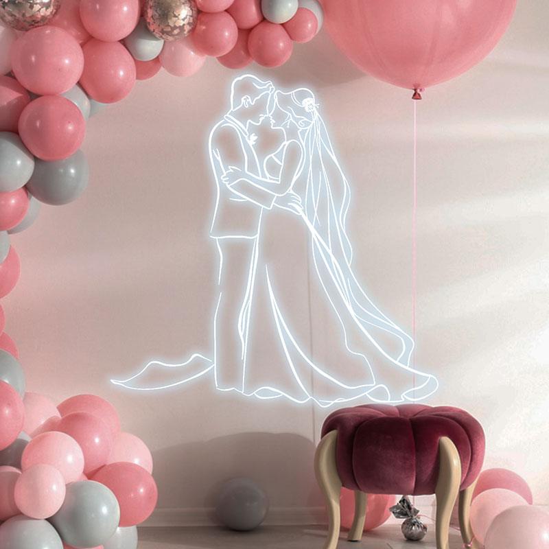 Romantic Blue Bride & Groom Hugging LED neon sign product image