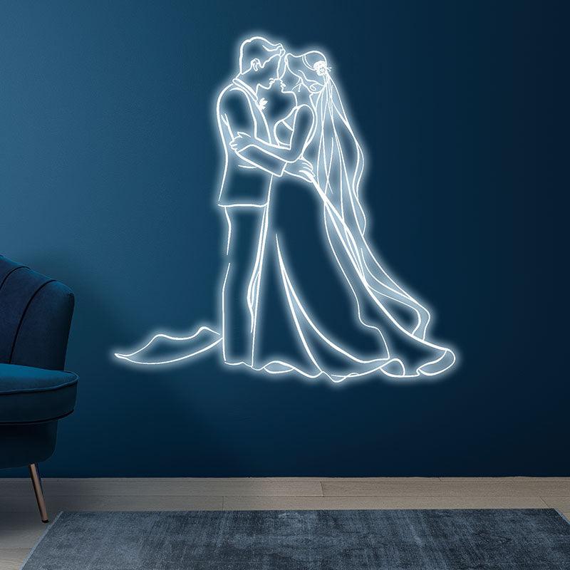 Romantic Blue Bride & Groom Hugging LED neon sign product image