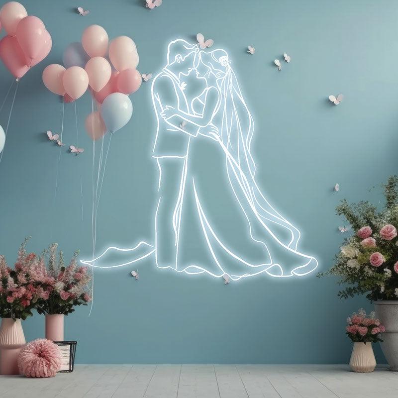 Romantic Blue Bride & Groom Hugging LED neon sign product image