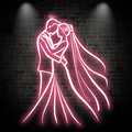 Romantic Pink Bride and Groom Hugging LED neon sign by NeonCS