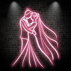 Romantic Pink Bride and Groom Hugging LED neon sign by NeonCS