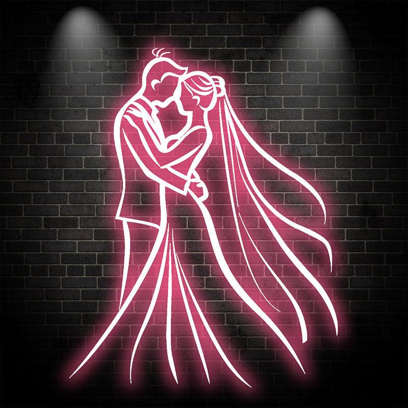 Romantic Pink Bride and Groom Hugging LED neon sign by NeonCS