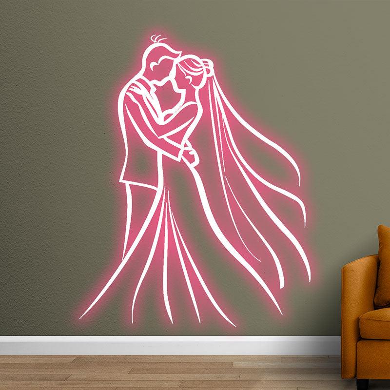 Romantic Pink Bride and Groom Hugging LED neon sign product image