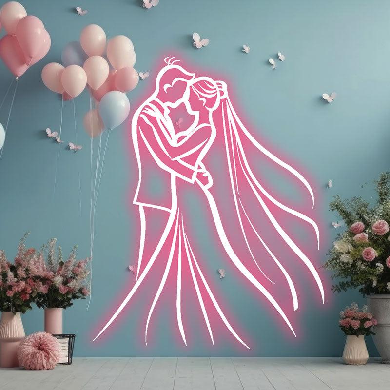 Romantic Pink Bride and Groom Hugging LED neon sign product image