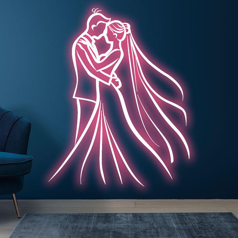 Romantic Pink Bride and Groom Hugging LED neon sign product image