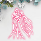Romantic Pink Bride and Groom Hugging LED neon sign product image