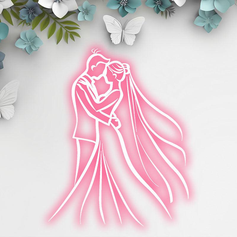 Romantic Pink Bride and Groom Hugging LED neon sign product image