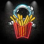 Astronauts Hugging French Fries in LED neon sign by NeonCS