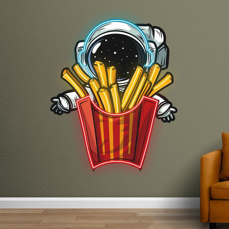 Astronauts Hugging French Fries in LED neon sign product image