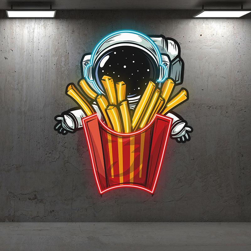 Astronauts Hugging French Fries in LED neon sign product image