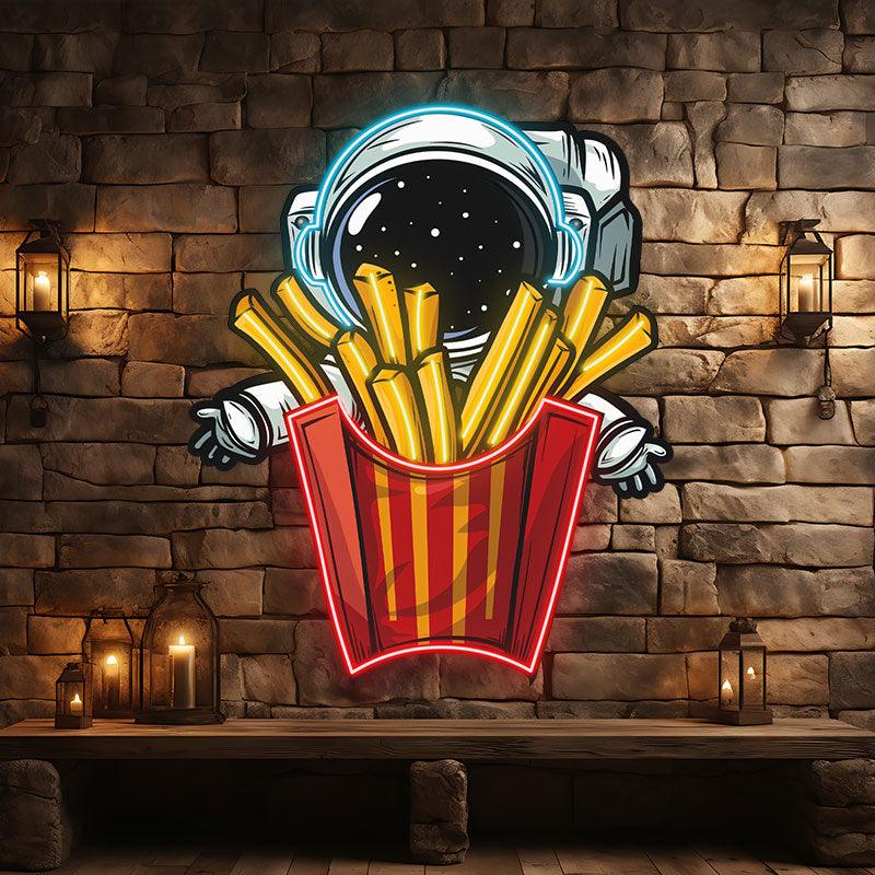 Astronauts Hugging French Fries in LED neon sign product image