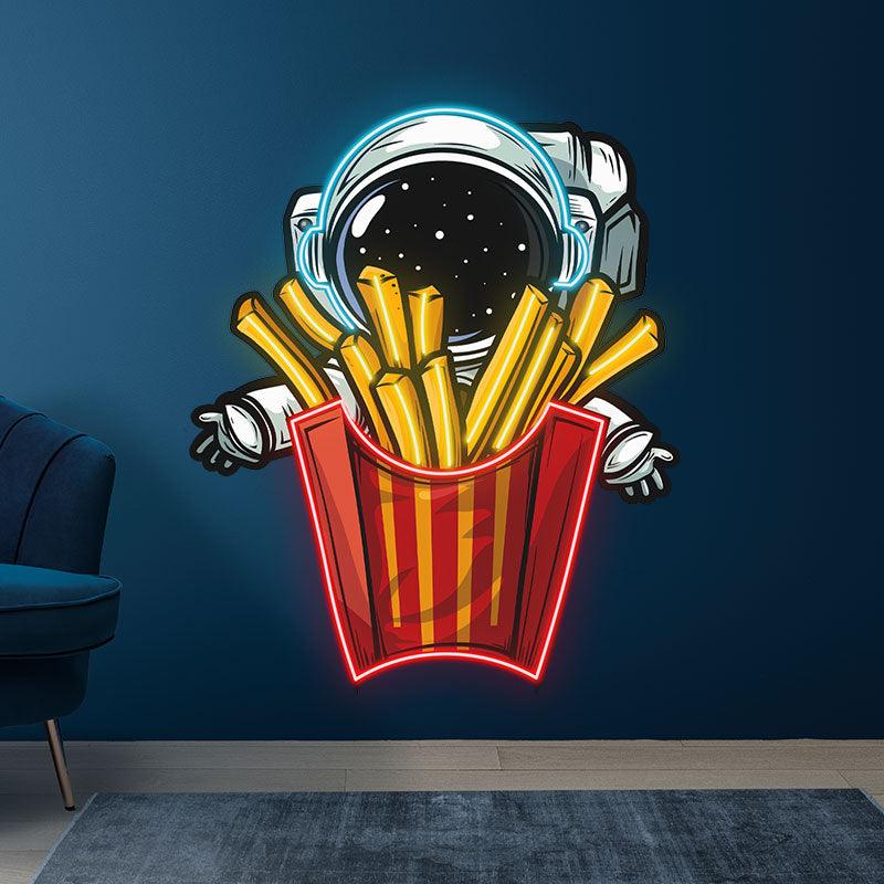 Astronauts Hugging French Fries in LED neon sign product image
