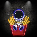 Astronaut Sitting in French Fries Fun LED neon sign by NeonCS