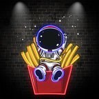 Astronaut Sitting in French Fries Fun LED neon sign by NeonCS