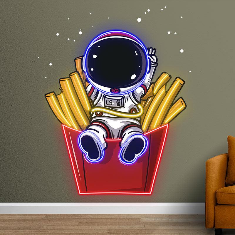 Astronaut Sitting in French Fries Fun LED neon sign product image