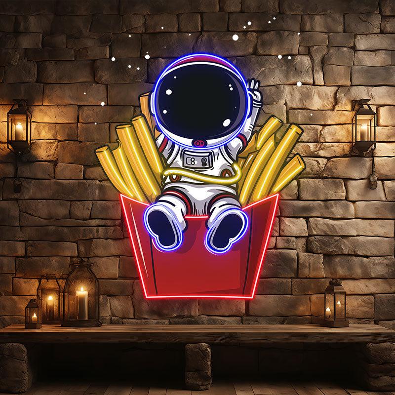 Astronaut Sitting in French Fries Fun LED neon sign product image
