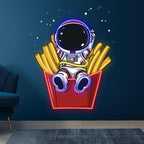 Astronaut Sitting in French Fries Fun LED neon sign product image