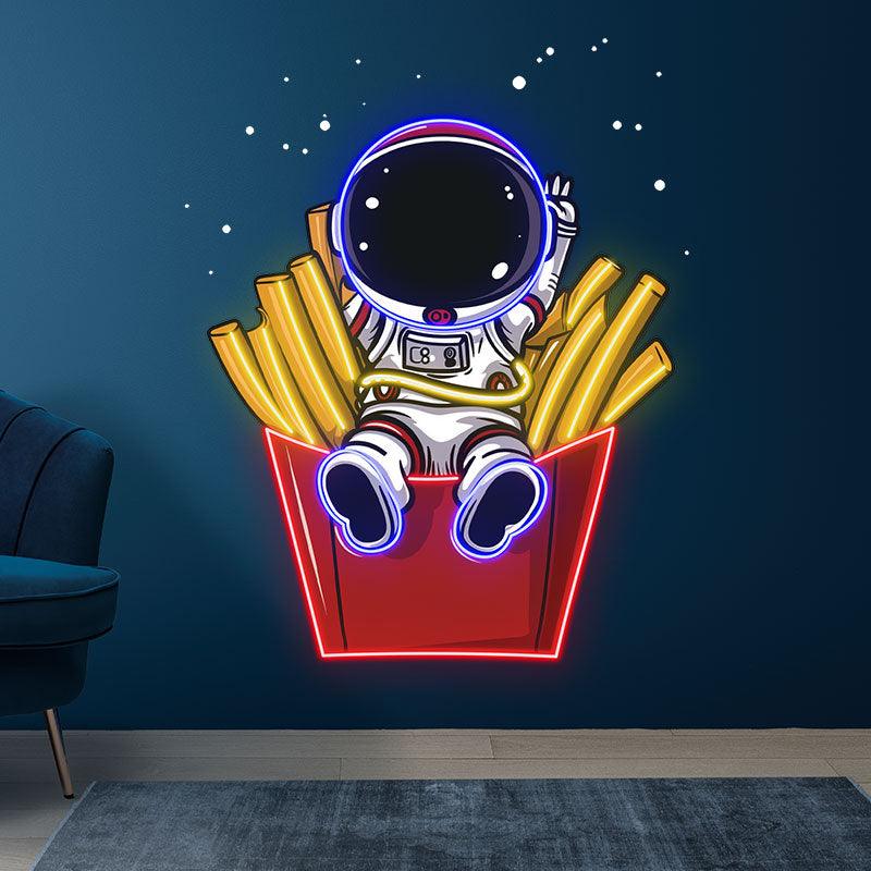 Astronaut Sitting in French Fries Fun LED neon sign product image