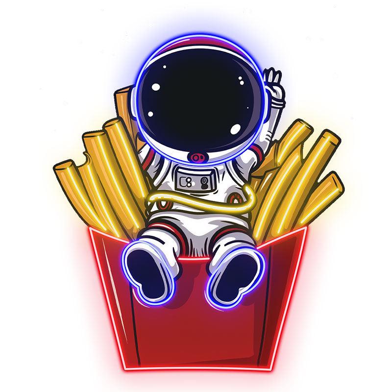 Astronaut Sitting in French Fries Fun LED neon sign product image
