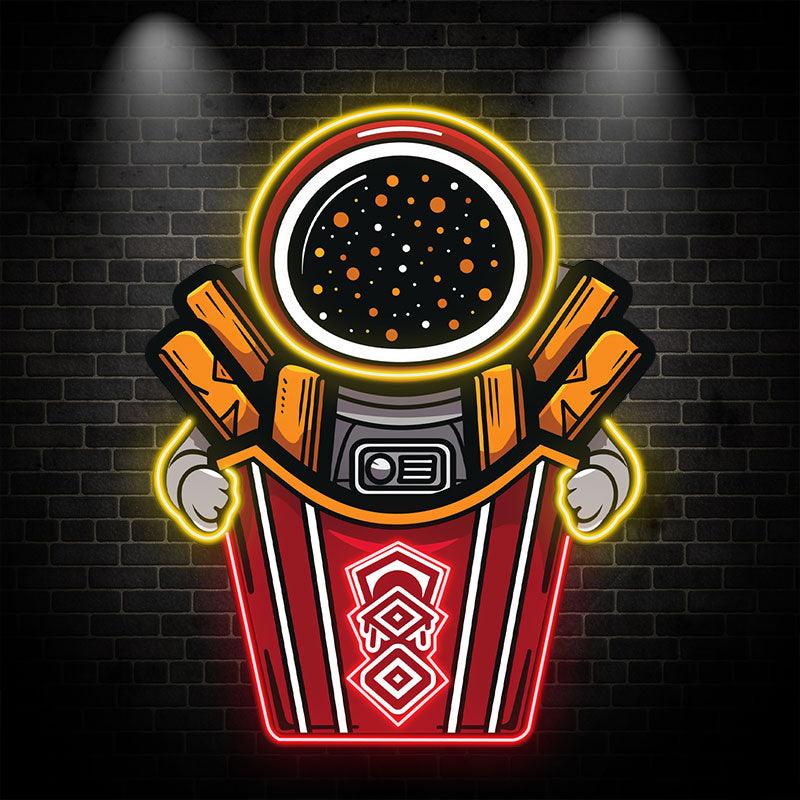 Astronaut Holding Up Giant French LED neon sign by NeonCS